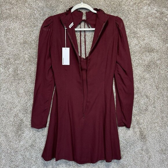 Reformation Dress Women 4 Plum Vivianne Mini Lined Sweetheart Neck Front Tie Zip - Picture 3 of 9